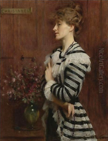 Portrait Of Christabel Cockerell, Lady Frampton Oil Painting by Arthur Hacker