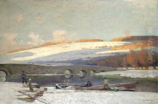 Amberley Bridge Oil Painting by Sir Alfred East