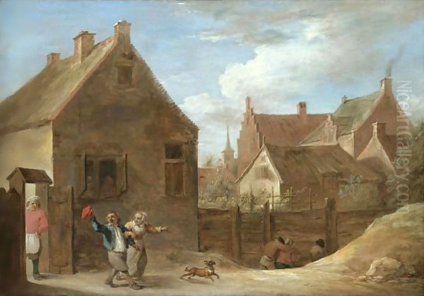 Peasants Returning Home From The Inn Oil Painting by David The Younger Teniers