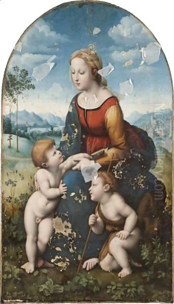 The Madonna And Child In A Landscape ('La Belle Jardiniere') Oil Painting by Raphael (Raffaello Sanzio of Urbino)