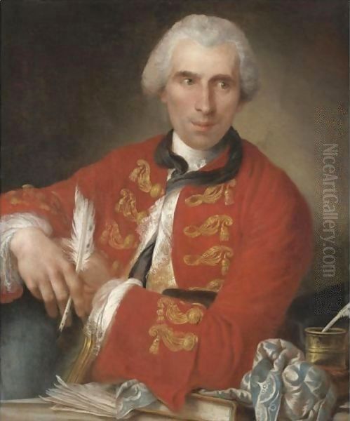 Portrait Of A Gentleman, Half Length, Said To Be A Member Of The French Academy In Rome Oil Painting by Louis-Gabriel Blanchet