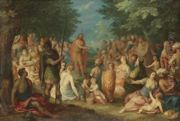 The Preaching Of St John The Baptist Oil Painting by Hendrik van Balen