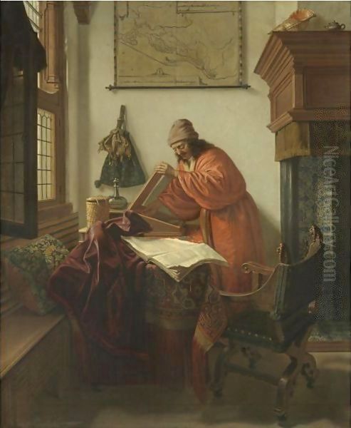 A Scholar In His Study Oil Painting by Cornelis De Man