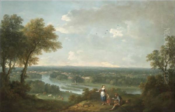 View Of The River Thames From Richmond Hill Oil Painting by Francesco Zuccarelli