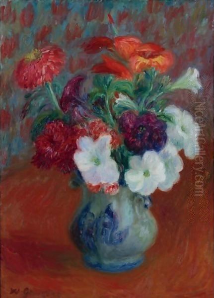 Floral Still Life Oil Painting by William Glackens