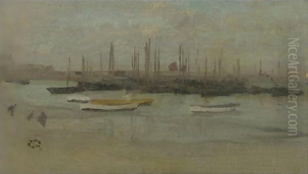 Blue And Opal Herring Fleet Oil Painting by James Abbott McNeill Whistler