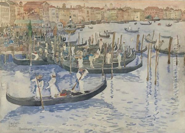 Venice Traghetti-Battelli Oil Painting by Maurice Brazil Prendergast