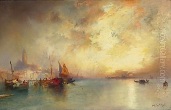 View Of Venice 3 Oil Painting by Thomas Moran