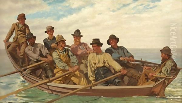 Pull For The Shore Oil Painting by John George Brown