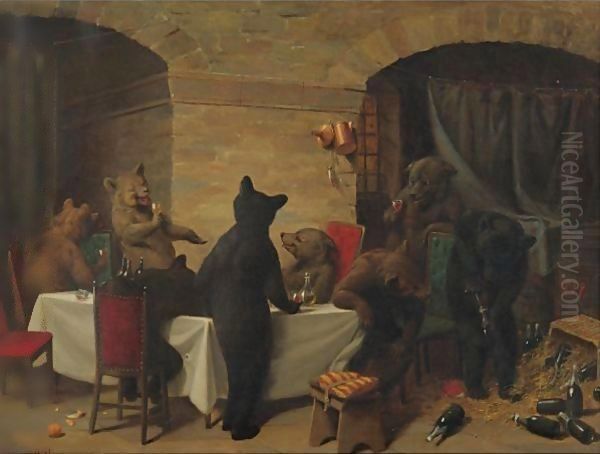 Bear Carousal Oil Painting by William Holbrook Beard