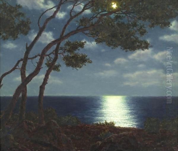 Moonlight On The Water Oil Painting by Ivan Fedorovich Choultse