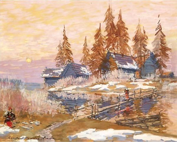 Late Winter Oil Painting by Konstantin Alexeievitch Korovin