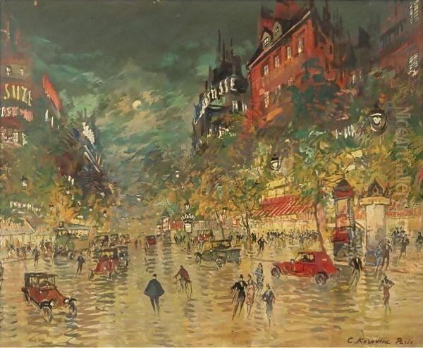 Paris By Night 6 Oil Painting by Konstantin Alexeievitch Korovin