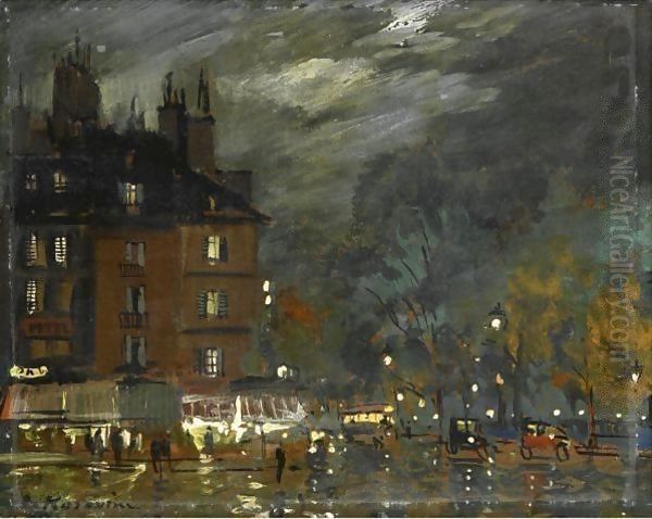 Paris Night View Oil Painting by Konstantin Alexeievitch Korovin