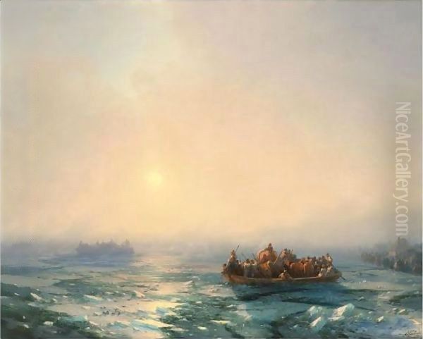 Ice On The Dniepr Oil Painting by Ivan Konstantinovich Aivazovsky