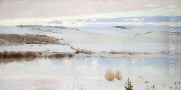 First Snow Oil Painting by Vasily Polenov