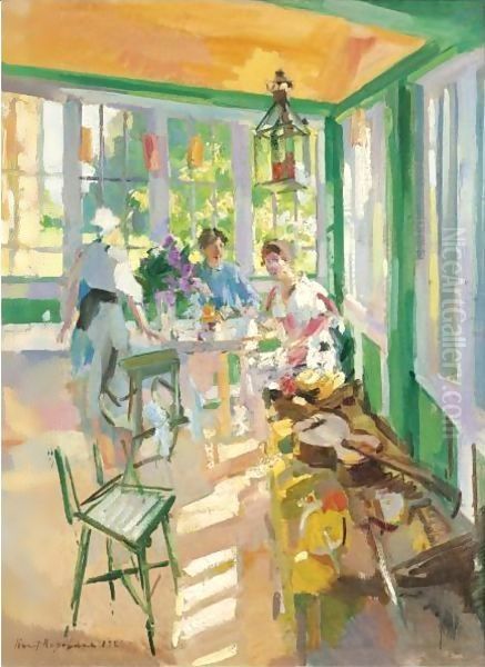 On The Veranda 2 Oil Painting by Konstantin Alexeievitch Korovin