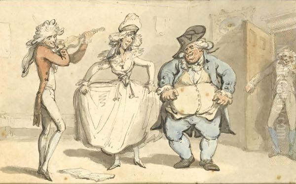 Dancing To A Fiddle Oil Painting by Thomas Rowlandson