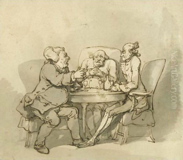 A Heated Debate Oil Painting by Thomas Rowlandson