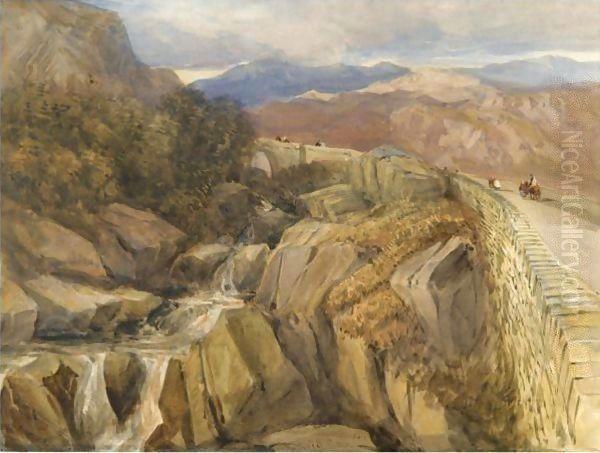 Bridge Over The Llugwy, Near Capel Curig Oil Painting by David Cox