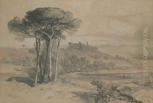 A View Of Bracciano, Italy Oil Painting by Edward Lear