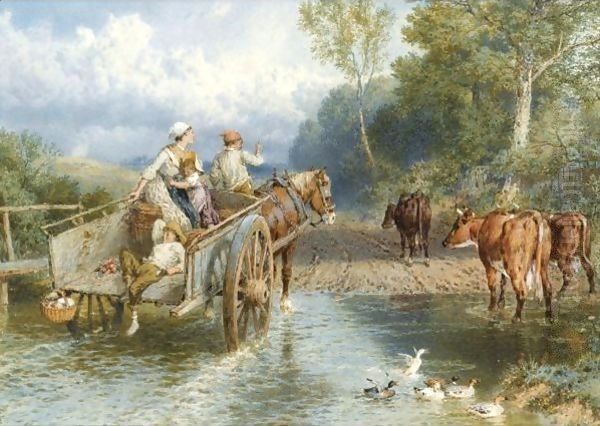 Returning From Market Oil Painting by Myles Birket Foster