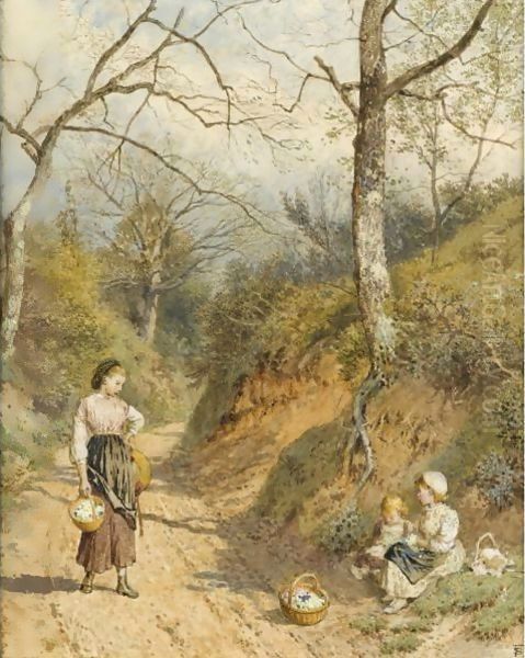 The Primrose Gatherers Oil Painting by Myles Birket Foster