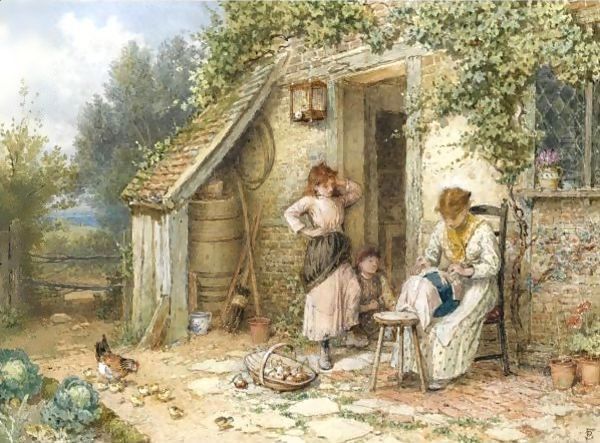 The Lace Maker Oil Painting by Myles Birket Foster