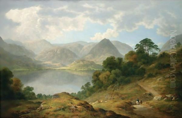 View Of Grasmere, In The Lake District Oil Painting by John Glover