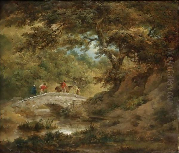 A Woodland Scene Oil Painting by George Morland