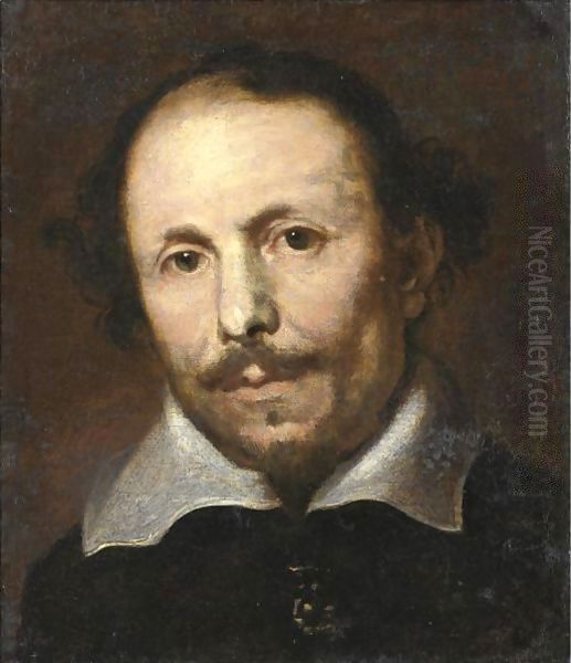 Ritratto Di Gentiluomo Con Baffi E Barba In Abito Scuro Oil Painting by Italian School