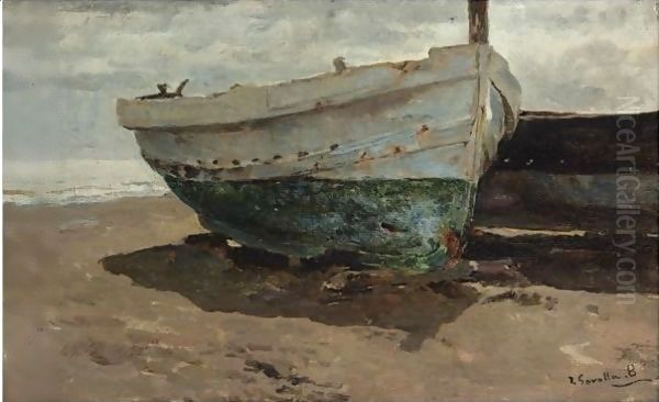 Barcas En La Playa (Boats On The Beach) 2 Oil Painting by Joaquin Sorolla Y Bastida