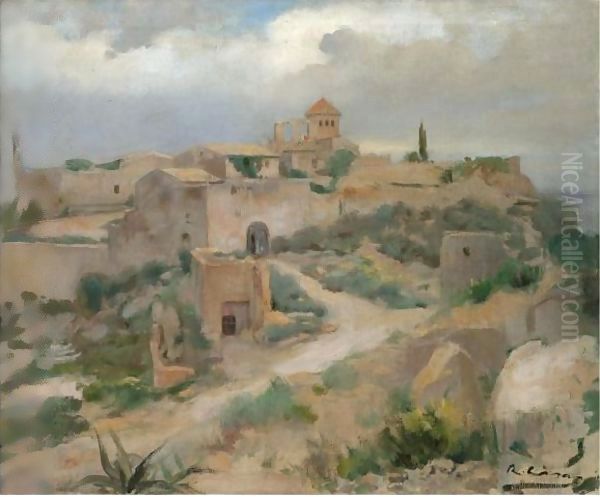 Paisaje De Tamarit (The Landscape Of Tamarit) Oil Painting by Ramon Casas Y Carbo