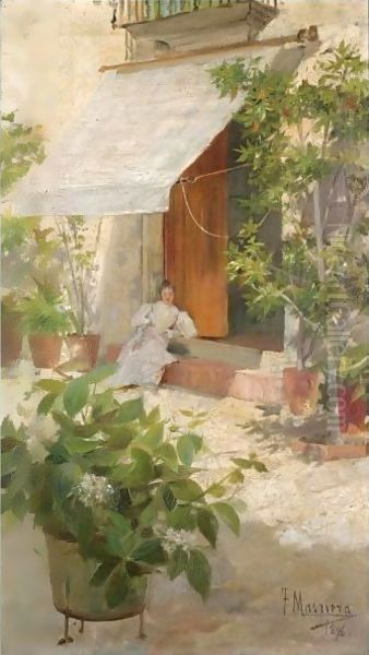 Descansando En La Sombra (Resting In The Shade) Oil Painting by Francisco Masriera y Manovens