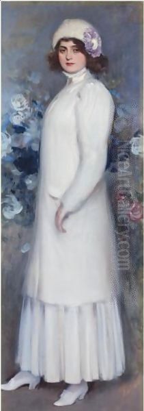 La Inglesa (The English Lady) Oil Painting by Ramon Casas Y Carbo