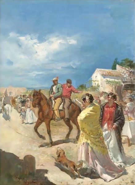 La Romeria (The Procession) Oil Painting by Jose Villegas y Cordero