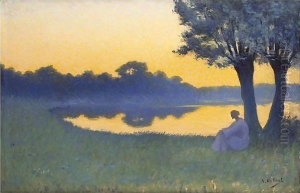 Au Coucher Du Soleil Oil Painting by Alphonse Osbert