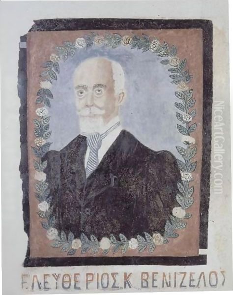 Portrait Of Eleftherios Venizelos Oil Painting by Theofilos (Hadjimichail)