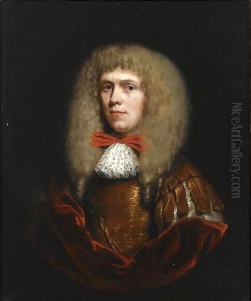 A Portrait Of A Gentleman Wearing A Gold Coat Oil Painting by Nicolaes Maes