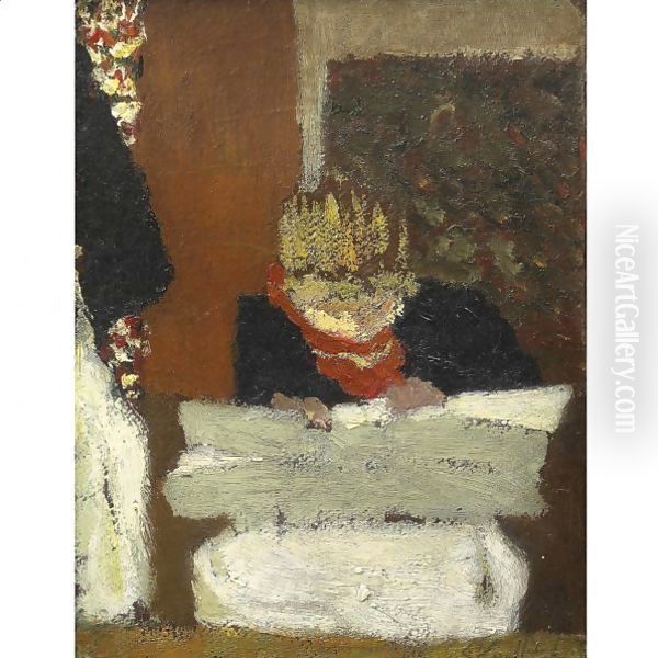 Jeune Femme Cousant Oil Painting by Jean-Edouard Vuillard