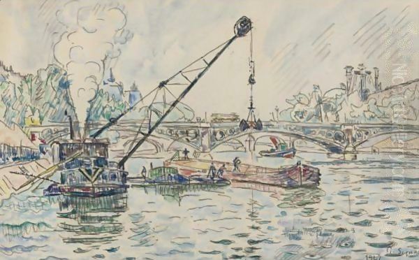 Le Pont Du Carrousel Oil Painting by Paul Signac