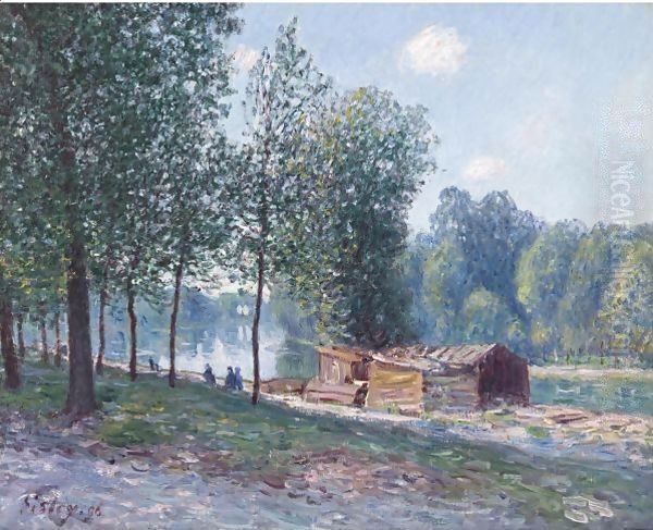 Cabanes Au Bord Du Loing, Effet Du Matin Oil Painting by Alfred Sisley