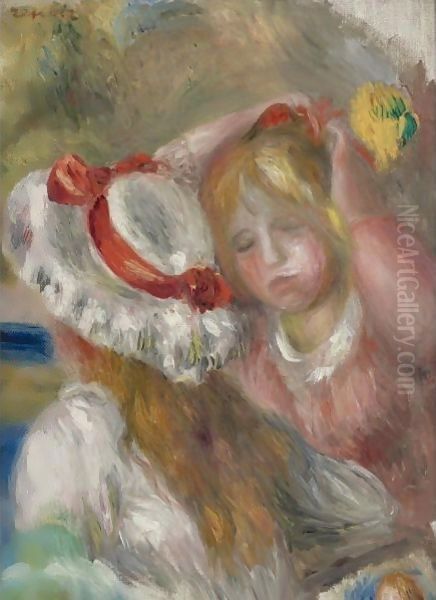 Chapeau Au Ruban Rouge Oil Painting by Pierre Auguste Renoir