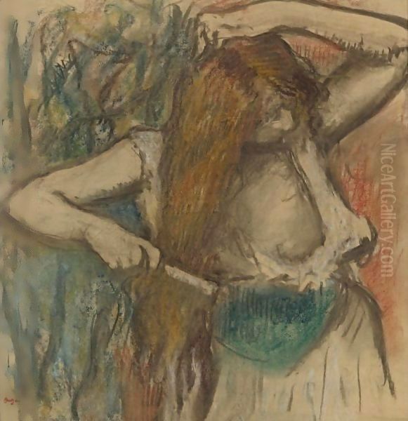 Femme Se Coiffant Oil Painting by Edgar Degas