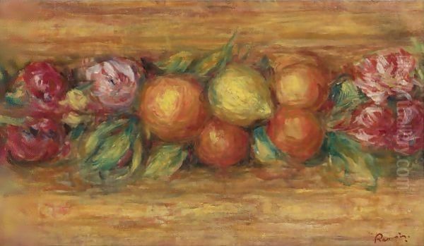 Panneau De Fruits Et Fleurs Oil Painting by Pierre Auguste Renoir