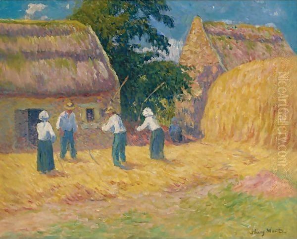 Le Battage Du Ble Oil Painting by Henri Moret