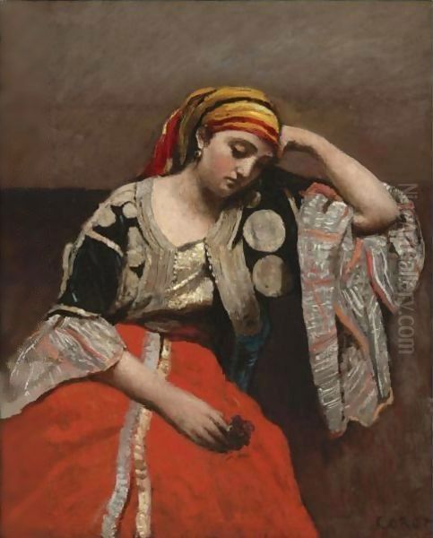 Juive D'Alger (L'Italienne) Oil Painting by Jean-Baptiste-Camille Corot