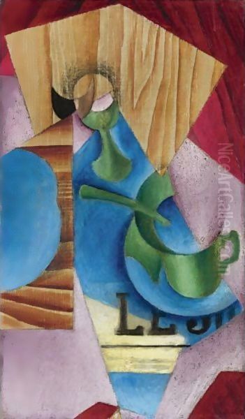 Verre, Tasse, Et Journal Oil Painting by Juan Gris