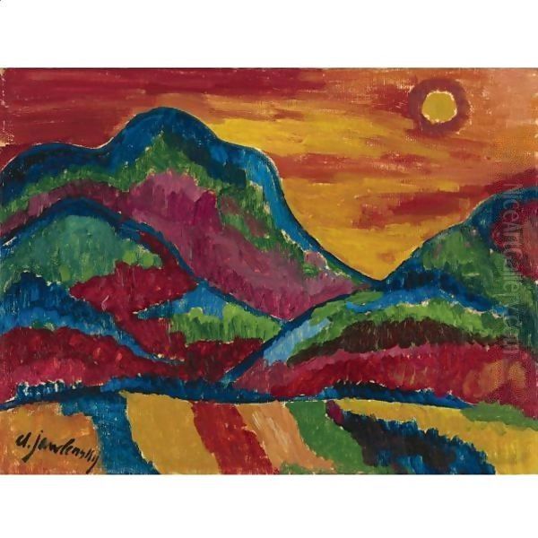 Oberstdorf (Upper Village) Oil Painting by Alexei Jawlensky