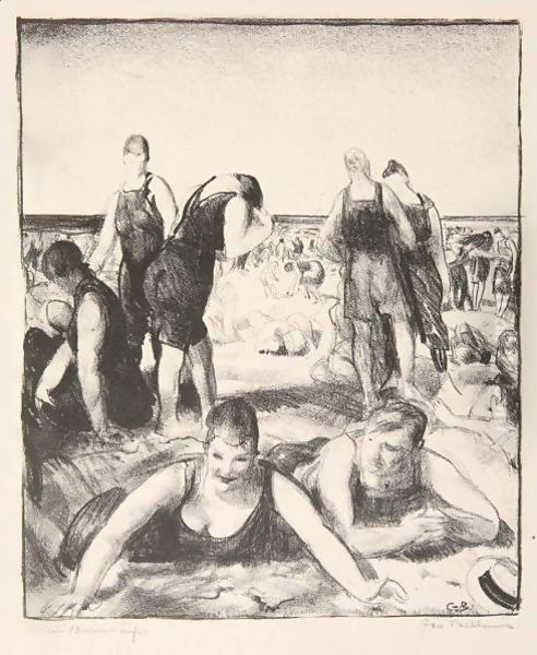 Bathing Beach Oil Painting by George Wesley Bellows